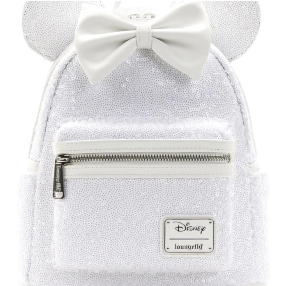 Loungefly white sequin‎ mini backpack